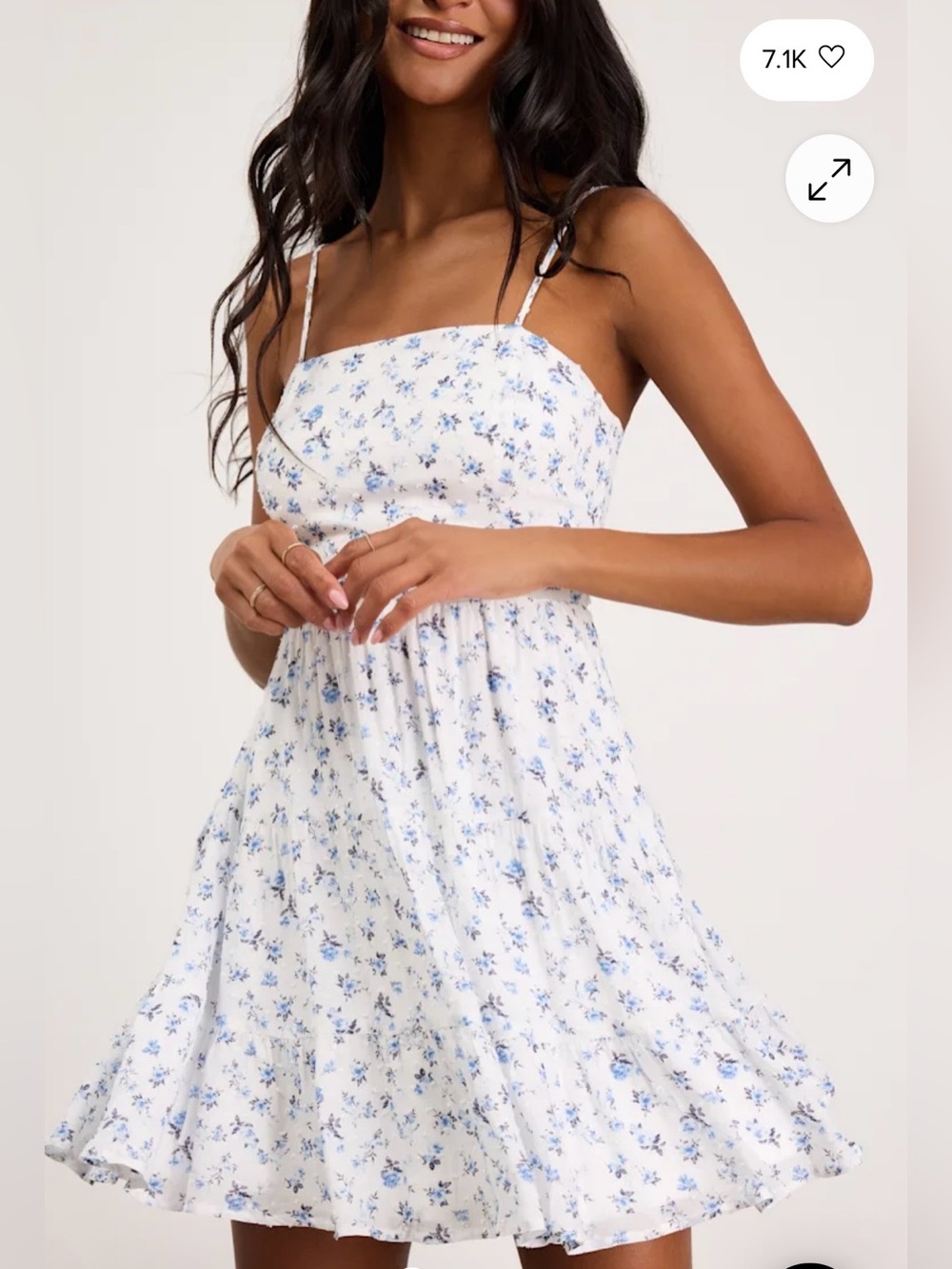 Lulus Women's Rayon Mini Dress So Effortless Floral Print Swiss Dots Tie-Back XL